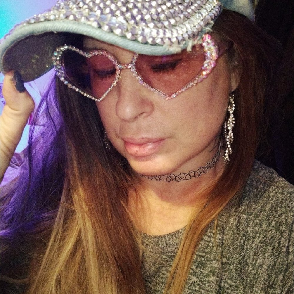 Crystal Hearts Pink Sunglasses